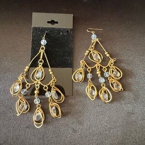 Elegant Gold and Clear Dangle Earrings